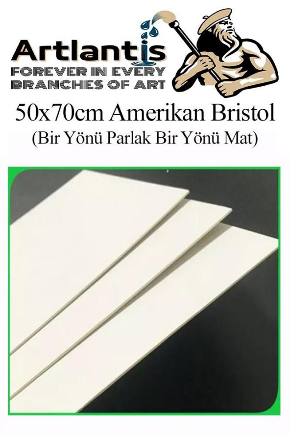 Amerikan Bristol Karton 50x70 cm 25 Adet 220 gr Bir Tarafı Parlak Bir Tarafı Mat Kağıt Biristol Karton - 5