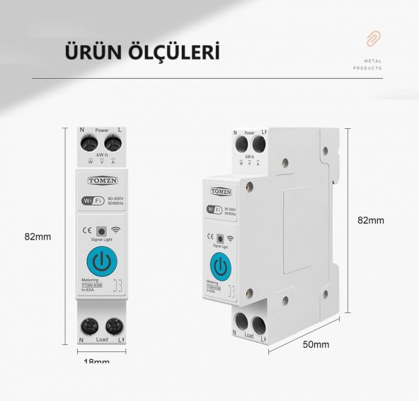 TOMZN Akıllı Sigorta, Zaman Rölesi, WiFi Özellikli Telefondan Yönetilebilir, Dahili Enerji Ölçer 63A - 2