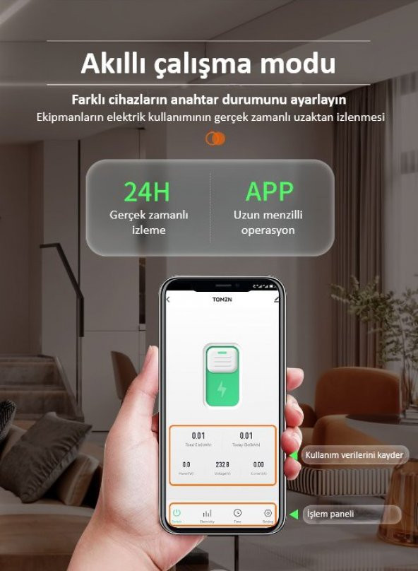 TOMZN Akıllı Sigorta, Zaman Rölesi, WiFi Özellikli Telefondan Yönetilebilir, Dahili Enerji Ölçer 63A - 3