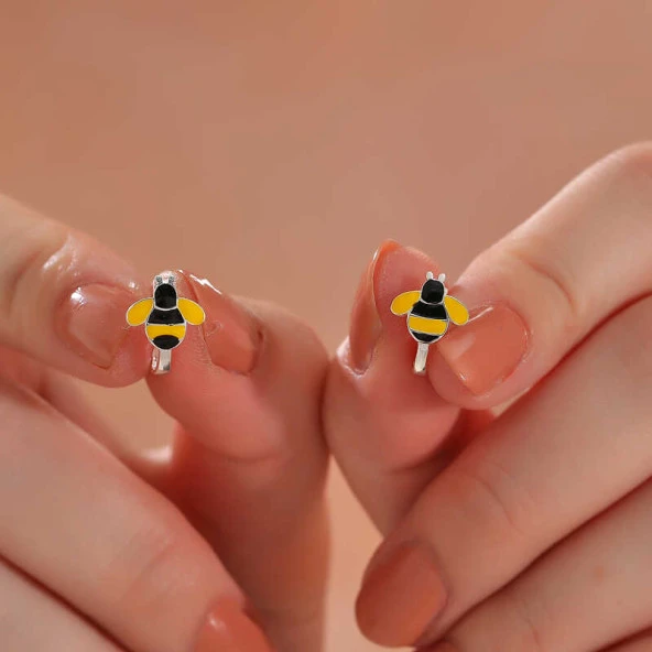 Gümüş Arı Çocuk Küpesi - Resim 2