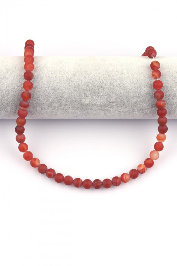 Kahverengi Mat Akik Doğal Taş Dizi 8 mm Küre Kesim - 2