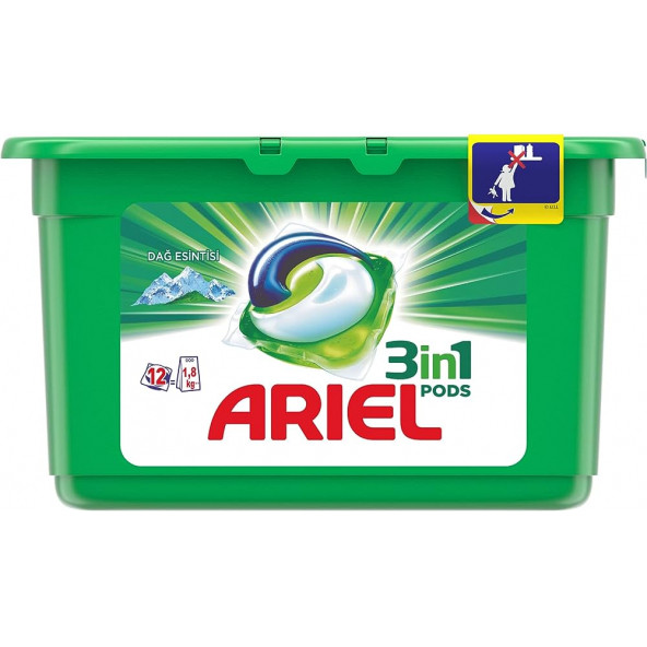 Ariel Pods Sıvı Çamaşır Deterjanı Kapsülü Dağ Esintisi Beyazlar İçin 12 Yıkama