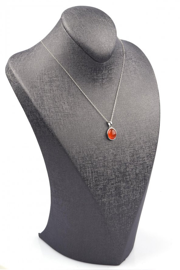 Yemen Akik Doğal Taş 925 Ayar Gümüş Kolye - 2