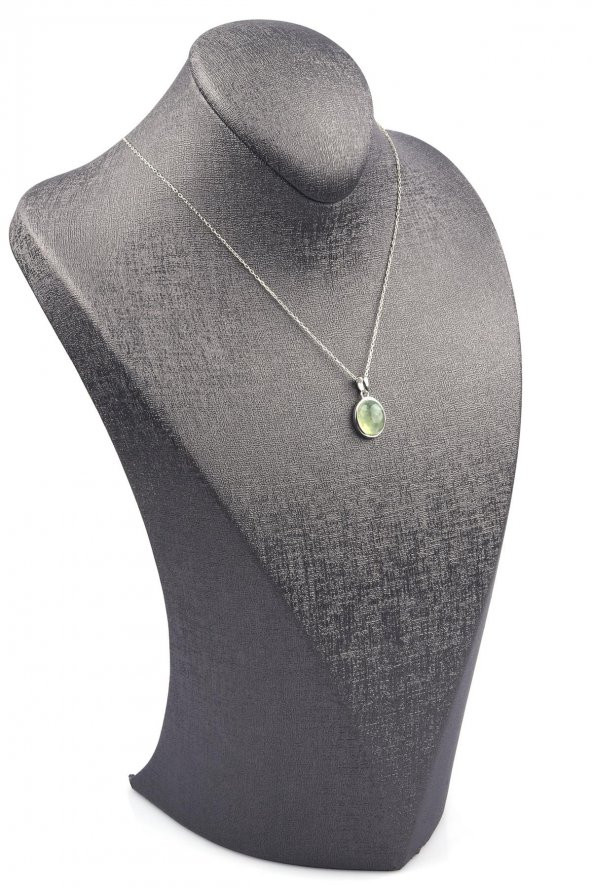 Prehnite Doğal Taş 925 Ayar Gümüş Kolye - 2