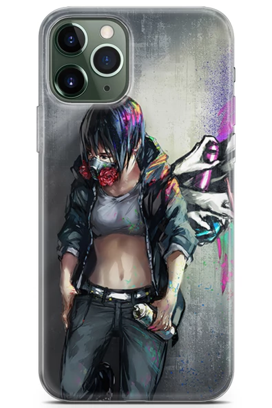 Apple iPhone 11 Pro Max Kılıf Seri Polka 09 Grafitici KızUV Kılıf