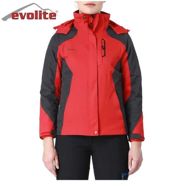 Evolite Diva Bayan 3in1 Gri/Kırmızı Mont  L