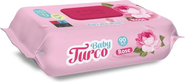 Baby Turco Islak Havlu Mendil 90 Yaprak Gülrose Plastik Kapaklı Tekli Pk