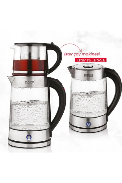 Schafer Gourmemaxx Cam Çay Makinesi Kettle 4 Parça - 2