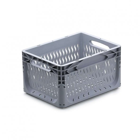 Compact 40-30-22 cm Delikli Plastik Kasa Gri