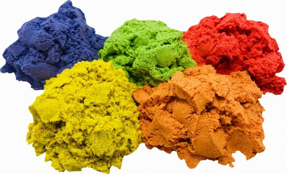 Çocuk etkinlik Kinetik kum ,1 kg Sihirli kum ,kum 5  farklı Renk , 5 adet mini kalıp - 2