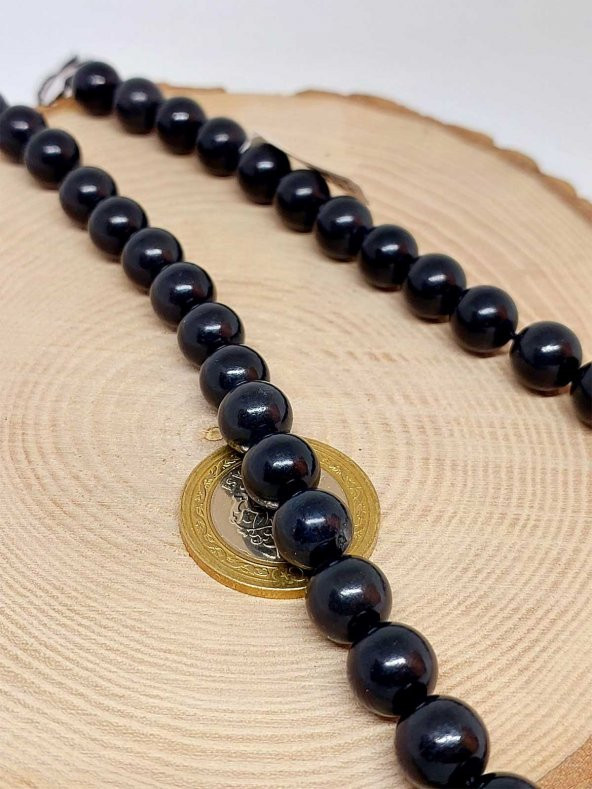 Shungite (Şungit) Taşı YARIM Dizi 10mm (18cm uzunluğundadır) ürün görseli