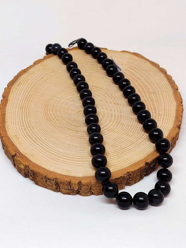 Shungite (Şungit) Taşı YARIM Dizi 10mm (18cm uzunluğundadır) - Resim 3
