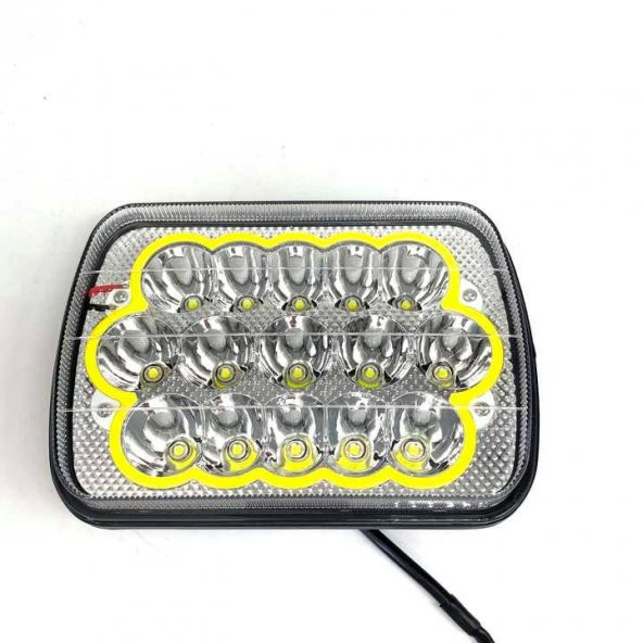 Offroad 7 inç  15 Led Turuncu Beyaz Çalışma Lambası Dikdörtgen - 2
