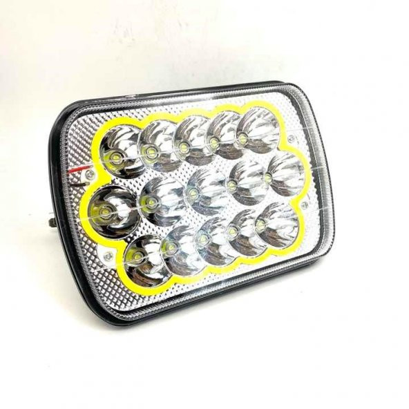 Offroad 7 inç  15 Led Turuncu Beyaz Çalışma Lambası Dikdörtgen - 3