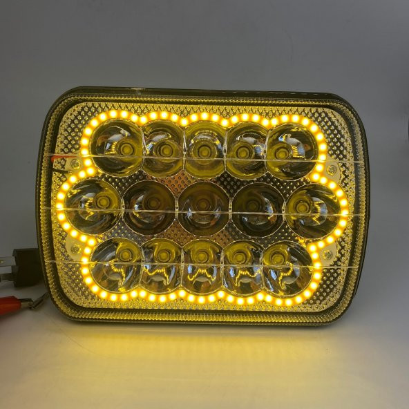 Offroad 7 inç  15 Led Turuncu Beyaz Çalışma Lambası Dikdörtgen - 5