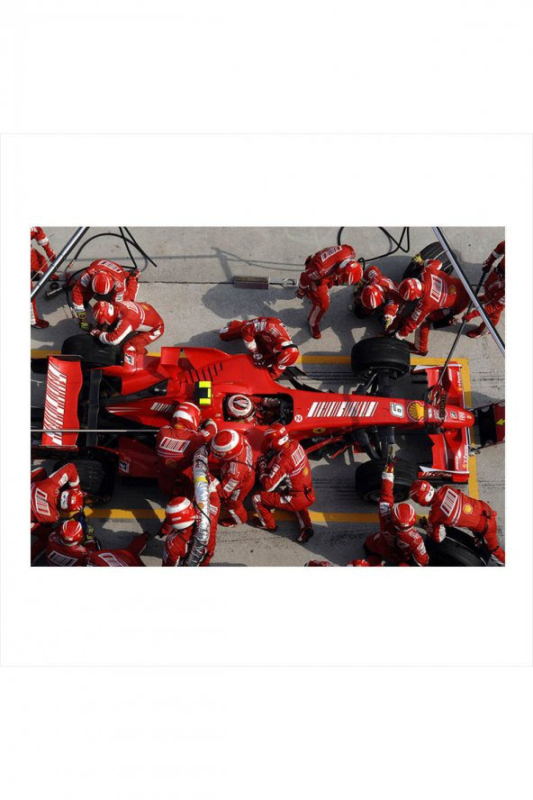 Bedeko Ahşap Tablo 18 cm x 27 cm  Formula 1 Pitstop Ferrari