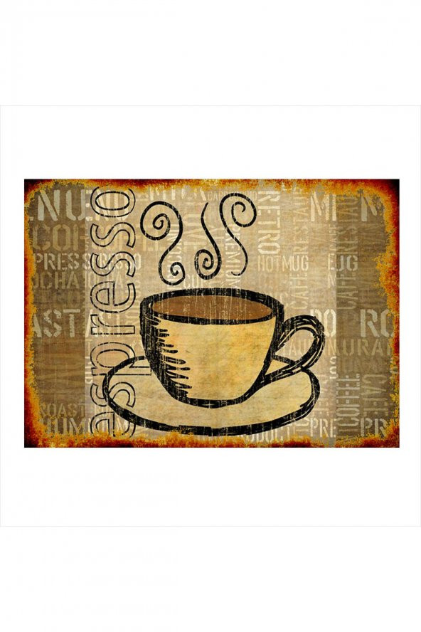 Bedeko Espresso Kahve Fincanı Desenli Mdf Tablo 18 cm x 27 cm