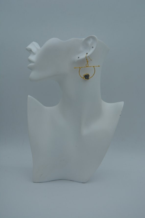 STONEAGE JEWELLERY Kuvars Taşlı Taşarım Küpe Altın Rengi ürün görseli