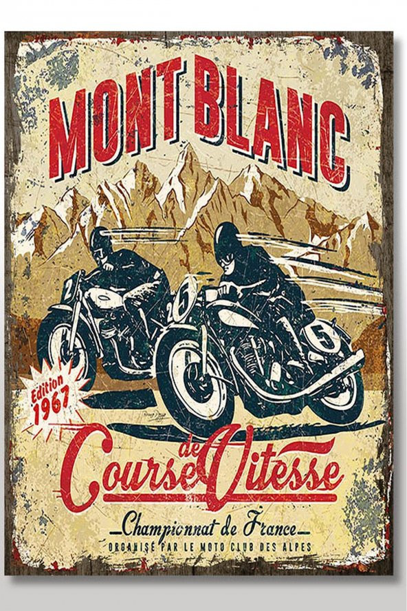 Bedeko Ahşap Tablo 50 cm X 70 cm 
Mont Blanc Motorsiklet
Hız Yarışı Şekilli