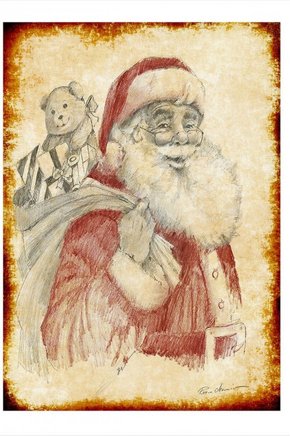 Bedeko Noel Baba Tasarım Mdf Tablo 25 cm x 35 cm