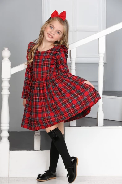 ÇocukYoluKids Gelincik Ekose Kız Çocuk Elbise A1111141111002 - 3