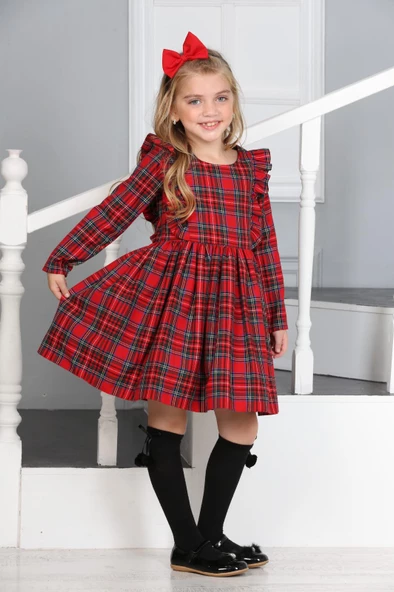 ÇocukYoluKids Gelincik Ekose Kız Çocuk Elbise A1111141111002 - 2