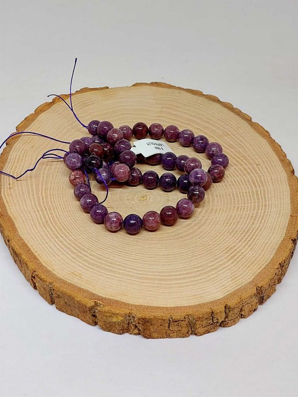 Lepidolit Taşı Kolye 8mm (Sabit Klipsli) - Resim 4