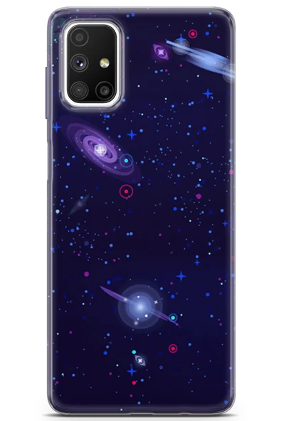 Samsung Galaxy M51 Kılıf Seri Polka 08 Satürn UranüsBaskılı Kılıf