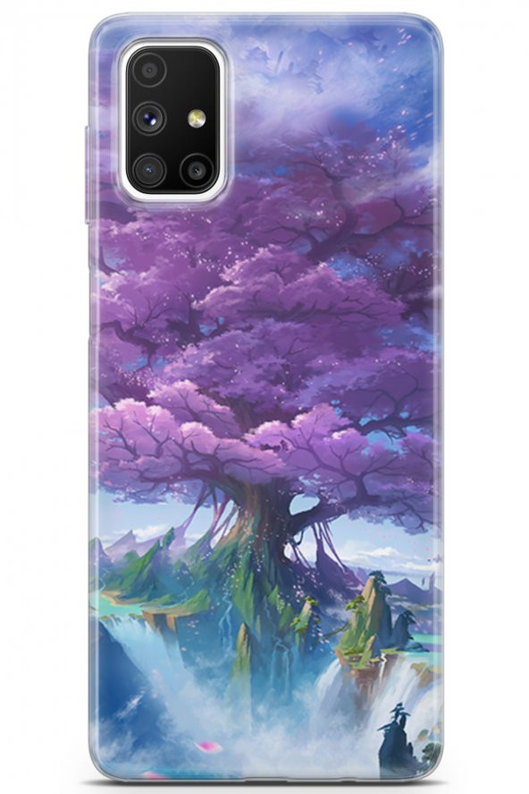 Samsung Galaxy M51 Kılıf Seri Polka 21 Pembe AğaçDarbe Önleyici Kapak
