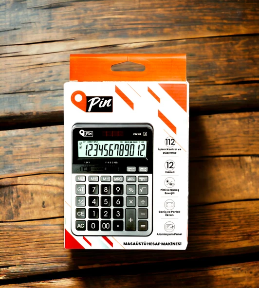 Pin Hesap Makinası Masaüstü 12 Hane/ Pin.109 - Resim 3