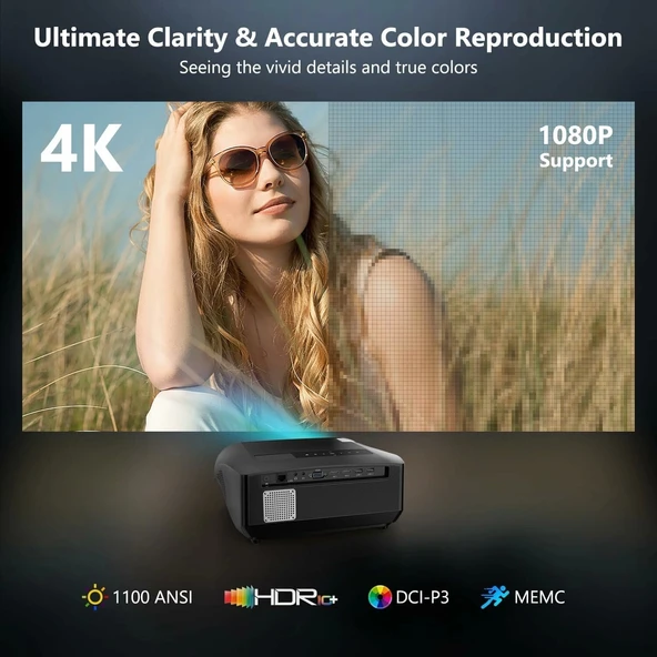 Pxodyda 4K Projektör Gün Işığı HDR WiFi 6 Bluetooth, 5G Projektör, Akıllı LED - 2