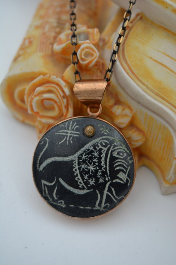 STONEAGE SERPENTİN TAŞI EL OYMASI KOLYE - Resim 2