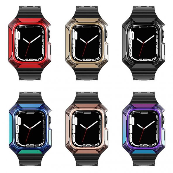 Apple Watch 7 41mm Kordon Kasa Koruyuculu Silikon Kordon 88 - 2