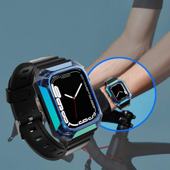 Apple Watch 7 41mm Kordon Kasa Koruyuculu Silikon Kordon 88 - 7