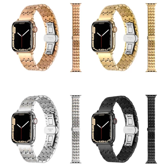 Apple Watch 7 45mm Kordon Zikzak Dizayn Metal Kordon 86 - 10