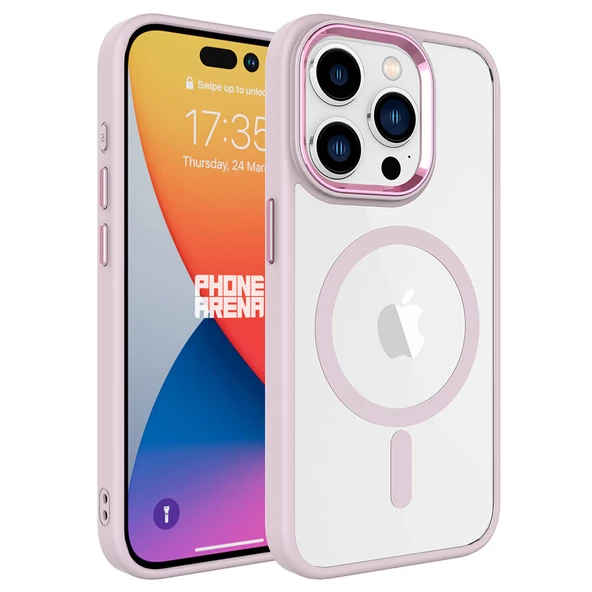 Apple iPhone 15 Pro için Magsafe ile uyumlu Kılıf Krom Silikon Kapak - 7