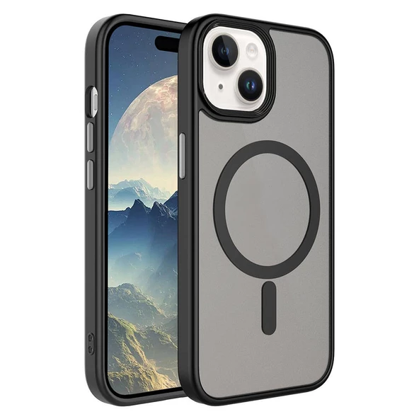 Apple iPhone 15 için Magsafe ile uyumlu Kılıf Arkası Mat Kenar Korumalı Kapak Flet - Resim 12