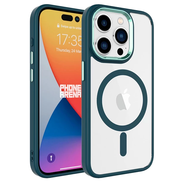 Apple iPhone 15 Pro için Magsafe ile uyumlu Kılıf Krom Silikon Kapak - 6