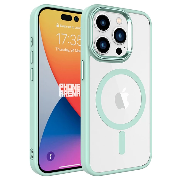 Apple iPhone 15 Pro için Magsafe ile uyumlu Kılıf Krom Silikon Kapak - 4