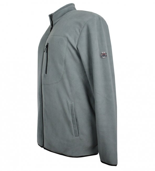Büyük Beden Fermuarlı Polar Sweatshirt Gri - 2