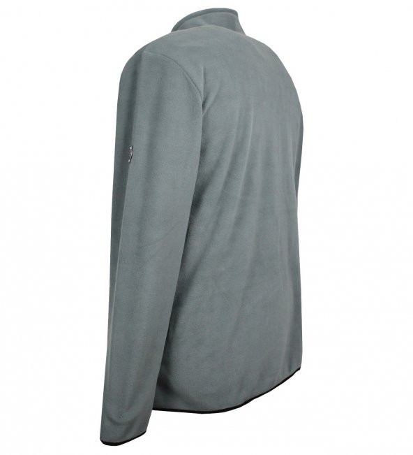 Büyük Beden Fermuarlı Polar Sweatshirt Gri - 3