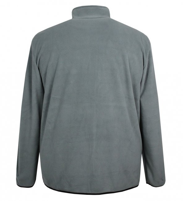 Büyük Beden Fermuarlı Polar Sweatshirt Gri - 4