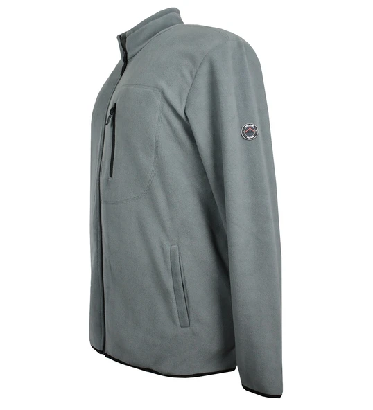 Büyük Beden Fermuarlı Polar Sweatshirt Gri - 5