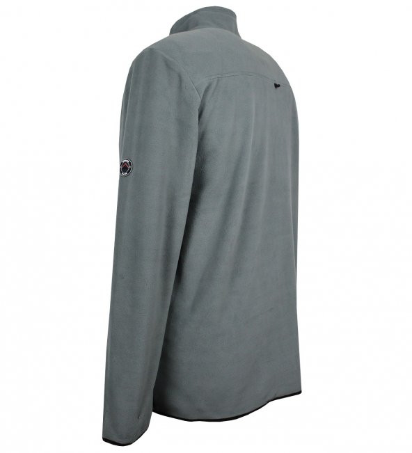 Büyük Beden Dik Yakalı Polar Sweatshirt Gri - 3