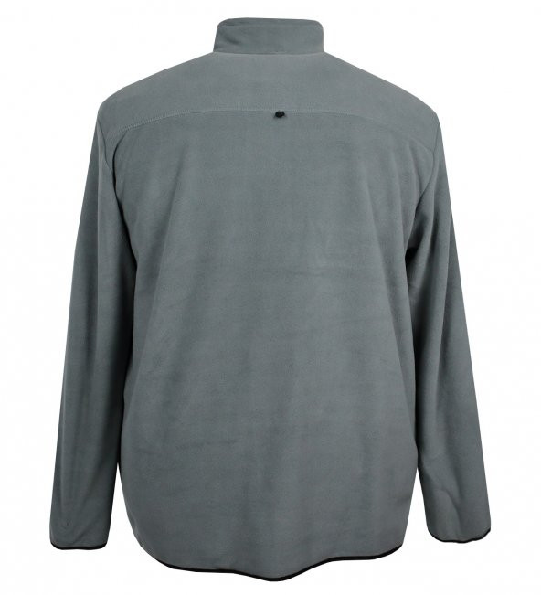 Büyük Beden Dik Yakalı Polar Sweatshirt Gri - 4