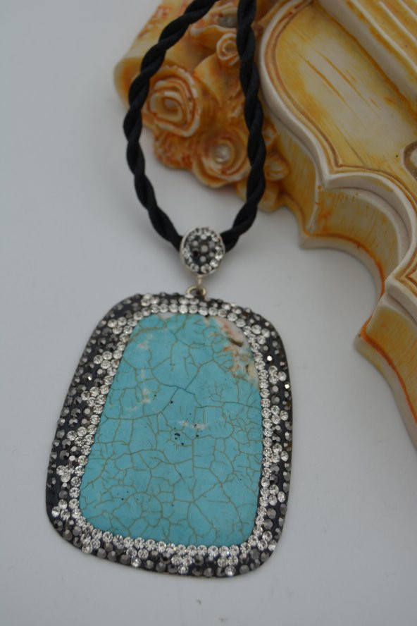 STONEAGE TURKUAZ TAŞLI TASARIM KOLYE - Resim 3