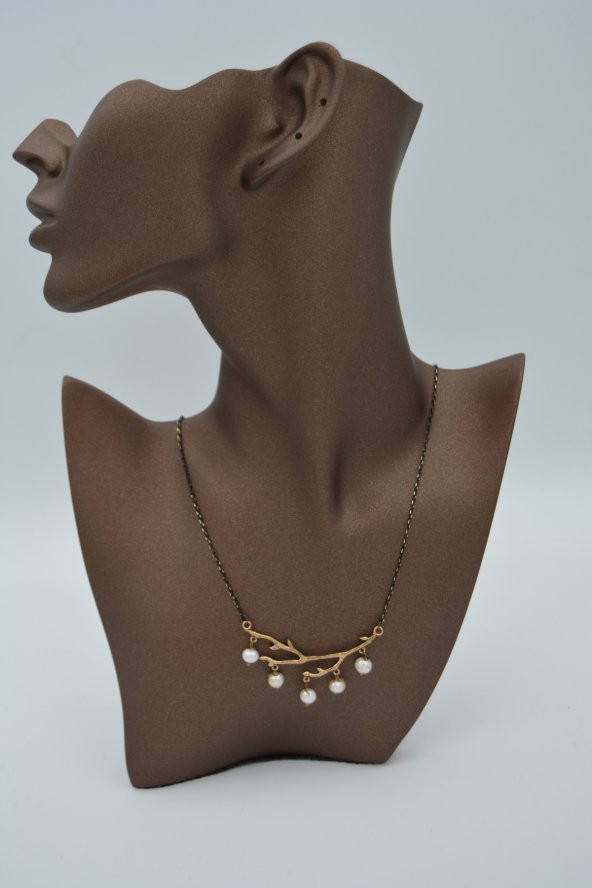 STONEAGE Gerçek İncili Ağaç Dalı Bayan Kolye - Resim 3