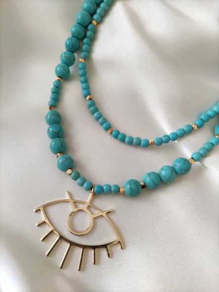 STONEAGE Turkuaz Taşlı Nazar Göz Şifa Kolyesi ürün görseli