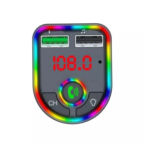 Concord C-616 Rgb Işıklı 2.1 A Şarj USB & TF Girişi Bluetooth 5.1V Fm Transmitter - 3