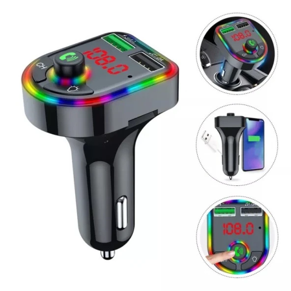 Concord C-616 Rgb Işıklı 2.1 A Şarj USB & TF Girişi Bluetooth 5.1V Fm Transmitter - 4